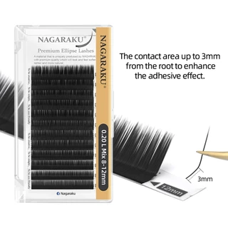 Nagaraku Ellipse Flat L LC LD N Shape Eyelash Extensions Matte สีดําสีเทาขนตาปลอม