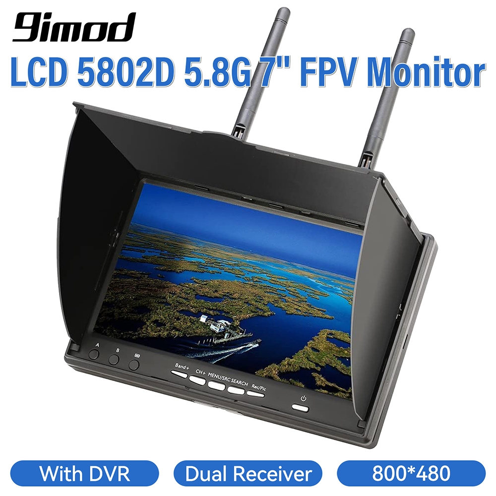 9IMOD LCD5802D FPV Monitor พร้อม DVR 5.8G 40CH 7 นิ้วหน้าจอ LCD 800x480