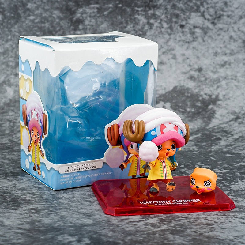 7 ซม.One Piece อะนิเมะรูป Tony Tony Chopper Cotton Candy รุ่น Q Reindeer PVC ตัวเลขการกระทําเดสก์ท็อปตกแต่งตุ๊กตาของเล่น