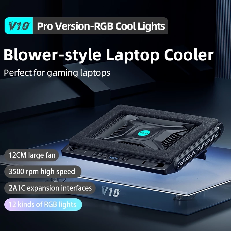 Llano V10 แล็ปท็อป Cooling Pad ติดตั้ง Rpm 3500 Gigantic Turbo-Fan Rapid Cooling แล็ปท็อปสําหรับเล่นเกมพร้อมวงเล็บปรับได้ชุดสําหรับ 13-17.3 นิ้วแล็ปท็อป