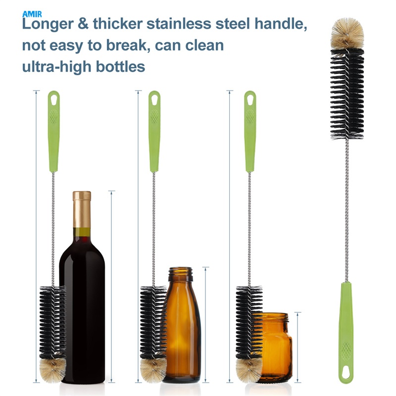 อามิร์ ชุดแปรงทําความสะอาดขวด, 4 ชิ้น, แปรงขวดน้ําด้ามยาว, แปรงทําความสะอาดฟาง, ชุดขัดลวดครัวสําหรับซักผ้า, ท่อ, อุปกรณ์การต้มเบียร์ - รูปที่ 3