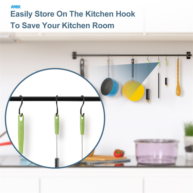 อามิร์ ชุดแปรงทําความสะอาดขวด, 4 ชิ้น, แปรงขวดน้ําด้ามยาว, แปรงทําความสะอาดฟาง, ชุดขัดลวดครัวสําหรับซักผ้า, ท่อ, อุปกรณ์การต้มเบียร์ - รูปที่ 4