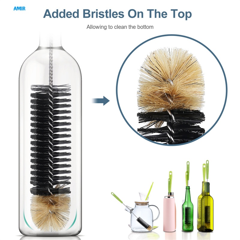 อามิร์ ชุดแปรงทําความสะอาดขวด, 4 ชิ้น, แปรงขวดน้ําด้ามยาว, แปรงทําความสะอาดฟาง, ชุดขัดลวดครัวสําหรับซักผ้า, ท่อ, อุปกรณ์การต้มเบียร์ - รูปที่ 2