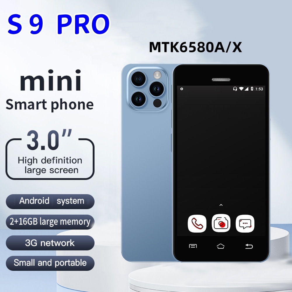 S9 PRO มินิสมาร ์ ทโฟน Quad Core 3G เครือข ่ าย 3.0 นิ ้ วจอแสดงผล 2GB RAM 16GB ROM รองรับบลูทูธ WIFI โทรศัพท ์ มือถือ Android