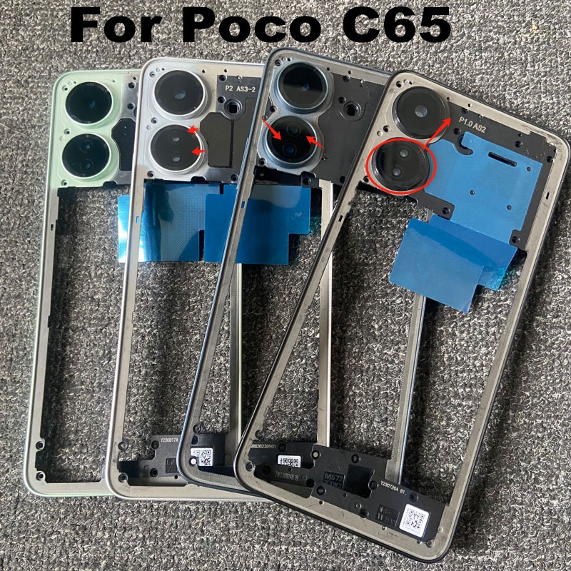 สําหรับ Xiaomi Poco C65 กรอบกลางกรอบด้านหน้า Faceplate กรอบด้านข้างปุ่มอะไหล่ซ่อม
