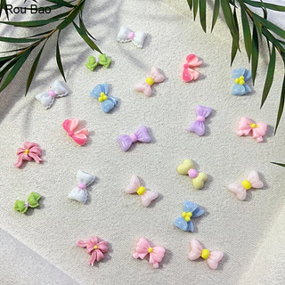 Rou Bao 50 ชิ้นเล็บโบว์ที่มีสีสันรูปที่แตกต่างกันน่ารัก Girly เล็บเรซิ่น Art DIY Charms ตกแต่ง