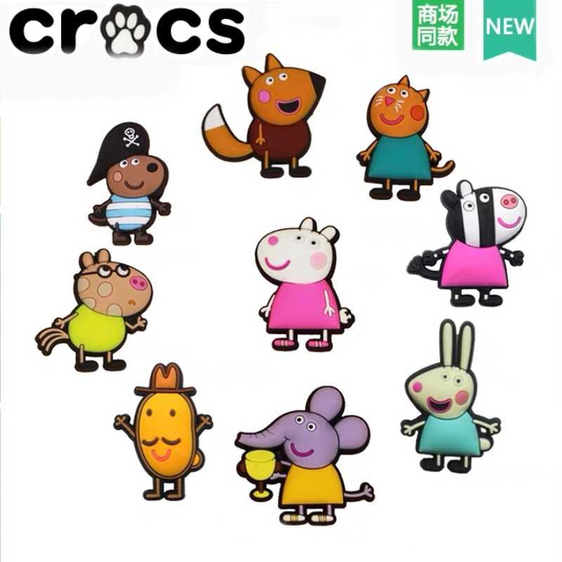 Crocs Shoe Buckle crocs Creative DIY อุปกรณ์เสริมที่ถอดออกได้การ์ตูน Zhibixing รองเท้าดอกไม้ Piglet Peppa Series