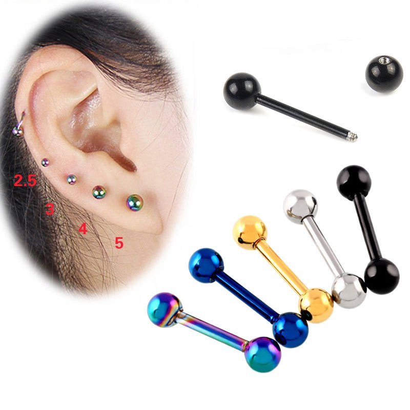 1 คู่ผู้ชายผู้หญิง Barbell ต่างหูสตั๊ด Punk Gothic สแตนเลสหู Studs สีดําเหล็กสีต่างหูนักเรียนเครื่องประดับของขวัญ