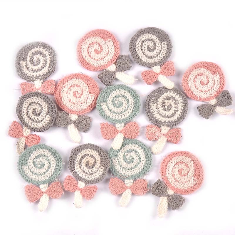 10 ชิ้น 42×27 มิลลิเมตร Lollipop DIY ลูกไม้ Applique โครเชต์สําหรับอุปกรณ์เย็บผ้า Guipure Trim ผ้าลูกไม้เสื้อผ้าตกแต่งเสื้อผ้า CP2439