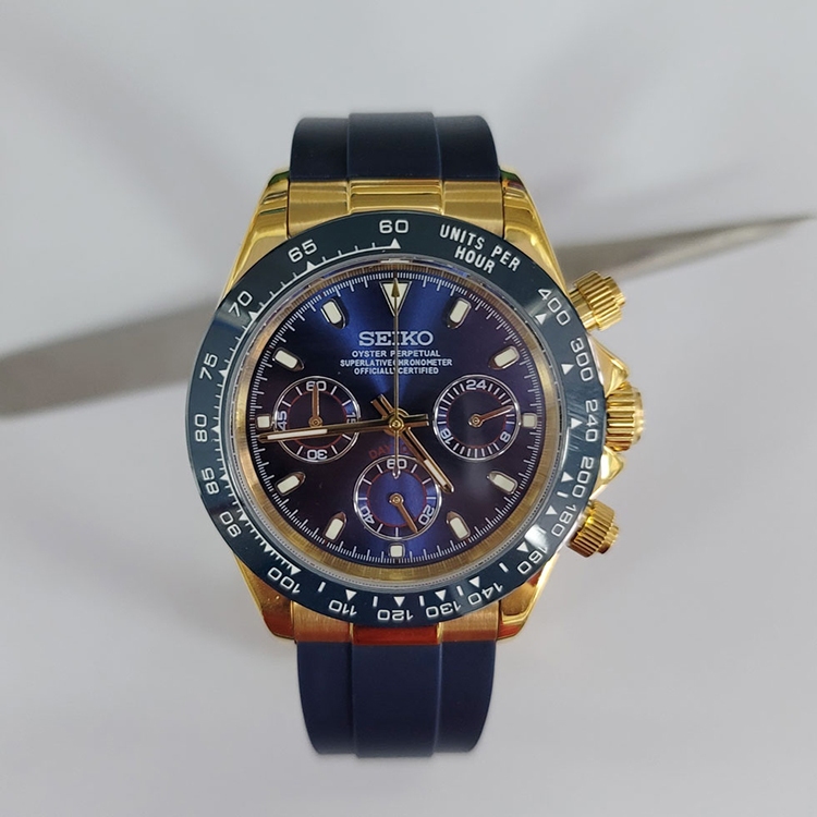 40 มม.ผู ้ ชายควอตซ ์ นาฬิกาสแตนเลสยาง Sapphire Glass Chronograph นาฬิกา VK63 Movement