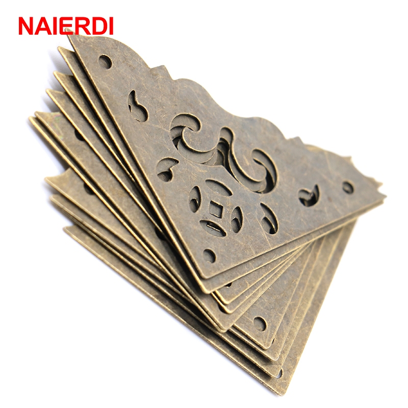 Naierdi 20 ชิ้นกล่องเครื่องประดับมุม Protector Bronze ตกแต่งมุมโบราณหนังสือกรอบอุปกรณ์เสริมฮาร์ดแวร์เฟอร์นิเจอร์