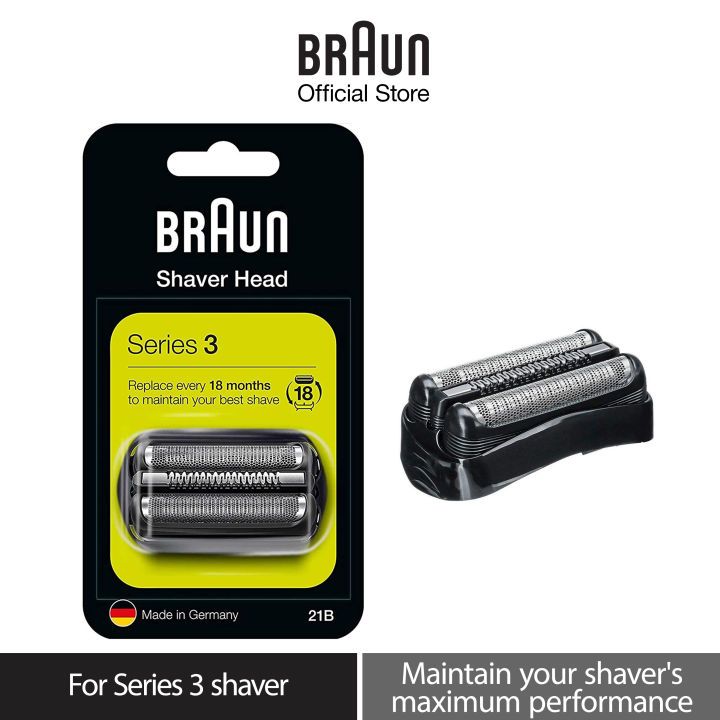 Braun Series 3 21B หัวเปลี่ยนเครื่องโกนหนวดไฟฟ้ารุ่นเก่า - เข้ากันได้กับมีดโกนไฟฟ้า SmartControl, TriControl, 340, 330, 320, 310, 300