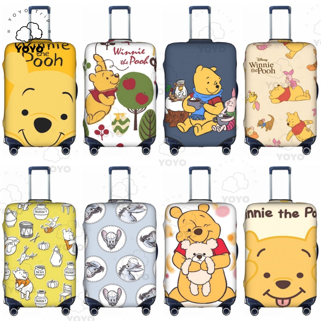 การ์ตูน Winnie The Pooh ผ้าคลุมกระเป๋าเดินทาง 18-32 ใน ผ้าคลุมกระเป๋าเดินทางแบบหนายืดหยุ่นสูงกันฝุ่นและป้องกันรอยขีดข่วนฝาครอบป้องกันกระเป๋าเดินทาง