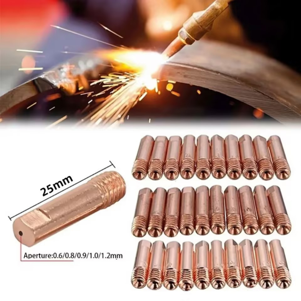 2/5/10PCS, 15ak เคล็ดลับหัวฉีดแก๊ส MB-15AK M6*25 มม.เชื่อมไฟฉาย Contact Tip แก๊สหัวฉีด 0.6/0.8/0.9/1.0/1.2 มม.สําหรับ MB-15AK 14AK MIG/MAG อะไหล่เชื่อมบัดกรีเครื่องมือ