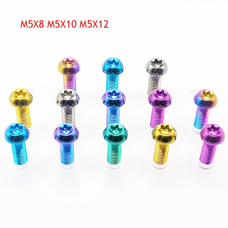 Gr5/tc4 รถจักรยานยนต ์ CNC Titanium Alloy M5 X8-10-12 ปุ ่ มหัว Bolt Body สกรู