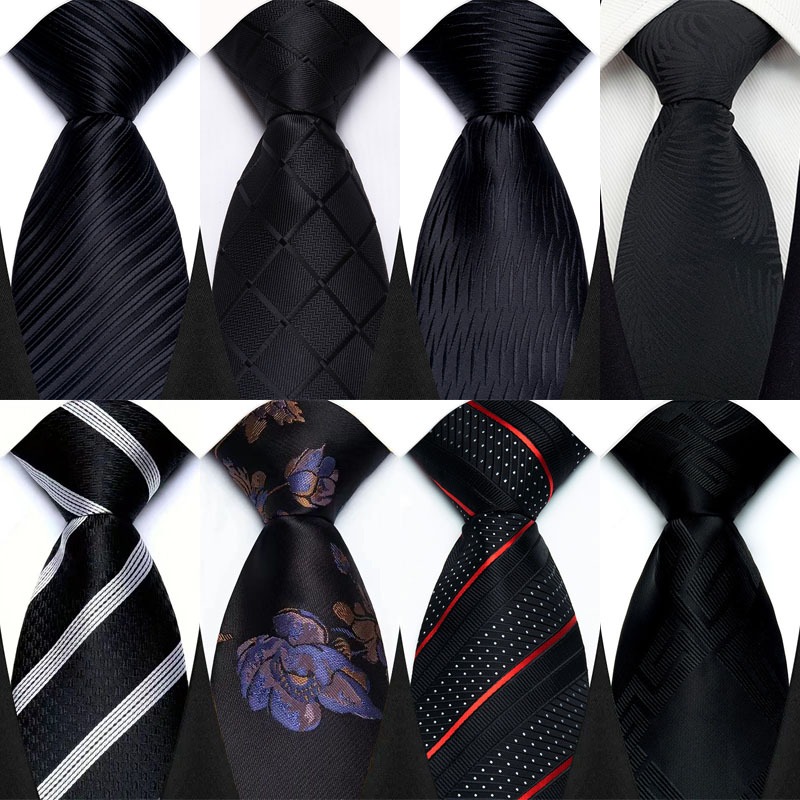 หรูหรา 8 ซม.Mens Ties Solid Stripes Dot สีดําอย่างเป็นทางการคลาสสิกชุด Gravata Corbatas ธุรกิจเนคไทสําหรับ Man Jacquard ทอเนคไทสําหรับชายเจ้าบ่าวงานแต่งงาน Neckwear