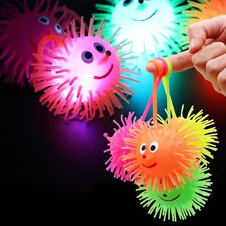 LED กระพริบลูกปักเป้า Squishy ลูกบอลเรืองแสงยาง LED บีบ Fidg…
