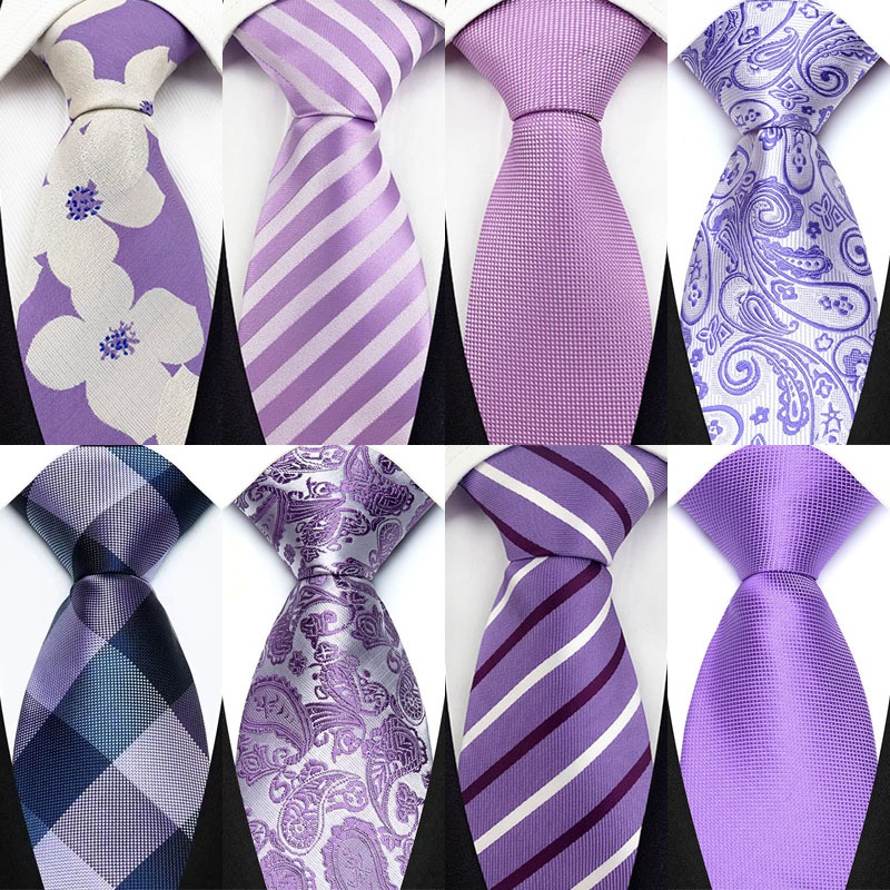หรูหรา 8 ซม.Mens ties ลายสก๊อตลายสีม่วงอย่างเป็นทางการคลาสสิกชุด Gravata Corbatas ธุรกิจเนคไทสําหรับ Man Jacquard ทอเนคไทสําหรับชายเจ้าบ่าวงานแต่งงาน Neckwear