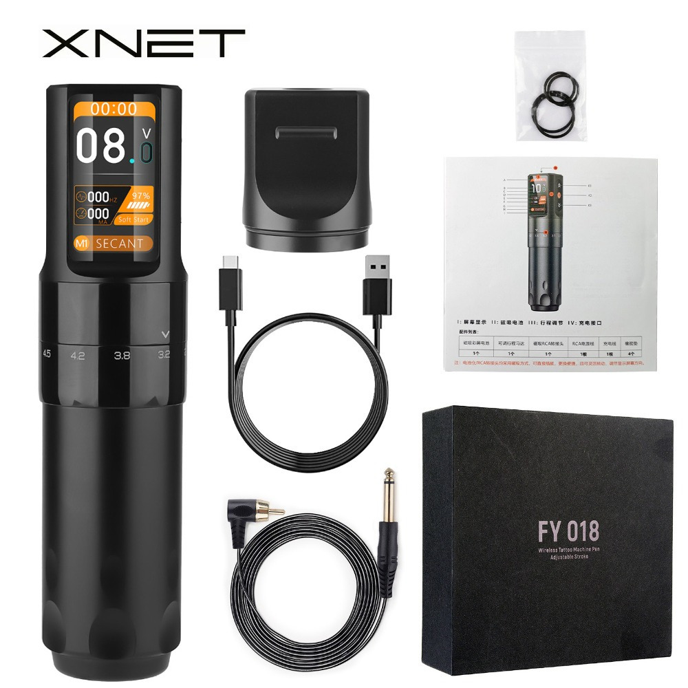 Xnet ปรับจังหวะความยาวเปลี ่ ยนพับ Pro Power By Wireless Wire แบตเตอรี ่ RCA Tattoo Machine ปากกาโรตารี ่ Supply