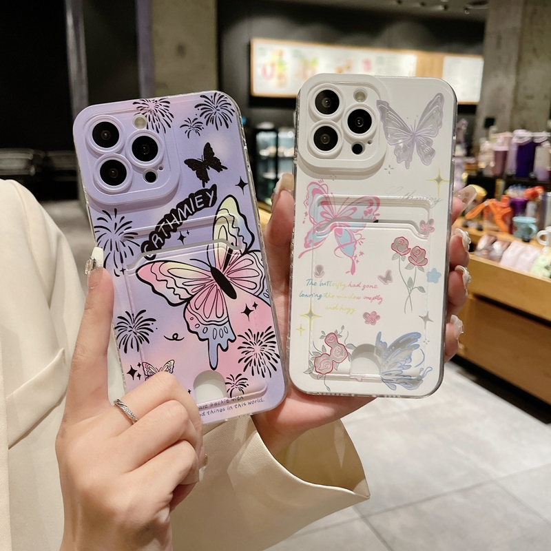 Creative Butterfly Wallet Case OPPO A60 A79 A98 A38 A18 A78 A17 A17K A16 A15 A15s A12 A5s A7 A9 A5 A95 A74 A95 A94 A77 a3 Pro ช่องใส่การ์ดซิลิโคน