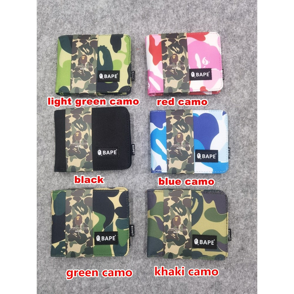 Bape Camo Short Wallet Men 's and Women 's Folding Canvas Card Bag Zero Wallet