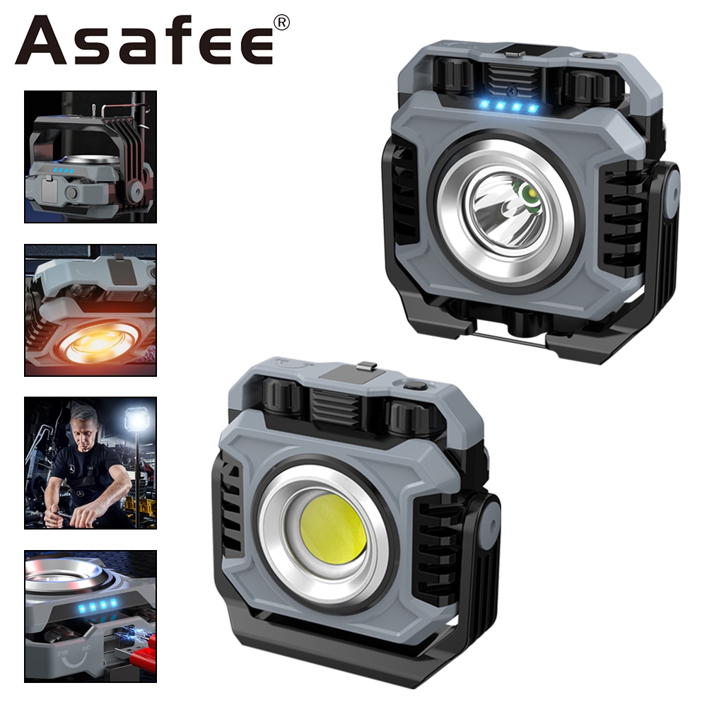 Asafee KXK-786 1500LM COB Floodlight ABS+TPR Camping light ไฟทํางาน 600LM TG3 Spotlight Stepless Dimming แบตเตอรี่ในตัว 5000mAh 26650 แบตเตอรี่