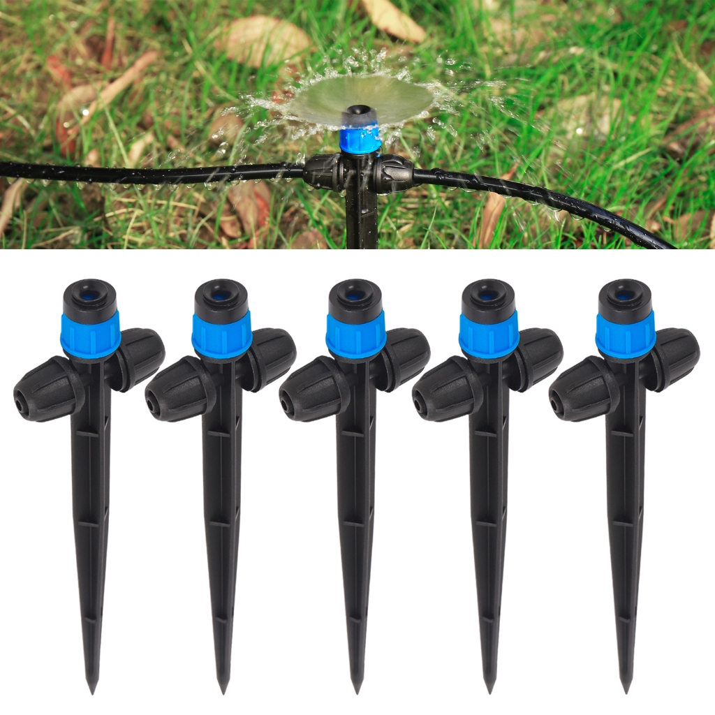 5 ชิ้นทุกรอบกระจัดกระจายสปริงเกลอร์ไหล 360° ปรับ Spiked หัวฉีดสวนเรือนกระจกสนามหญ้าระเบียงดอกไม้รดน้ํา Emitter