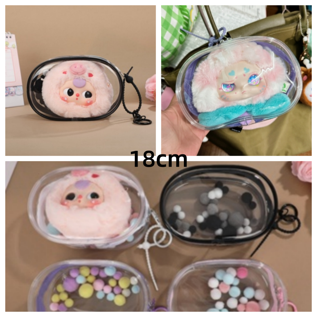 กระเป๋าสตางค์ แบบหนา ขนาด 15 ซม. สีโปร่งใส สําหรับใส่ตุ๊กตา Popmart accessory
