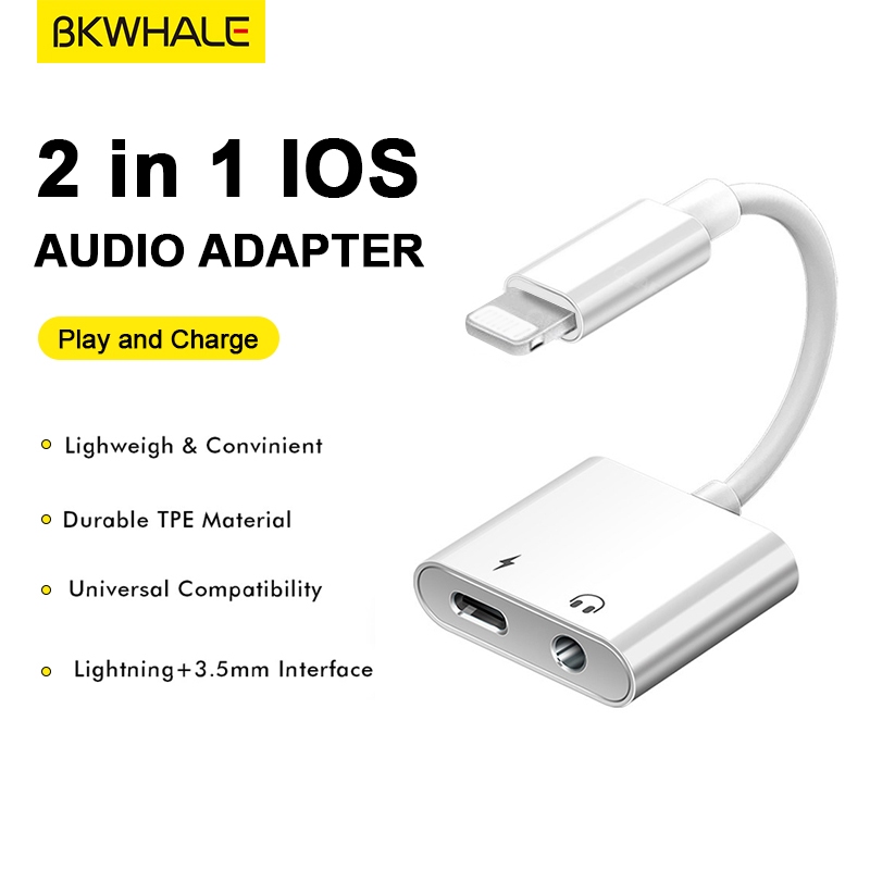 Bkwhale 2 In 1 อะแดปเตอร ์ เสียง 3.5 มม.แจ ็ คชาร ์ จหูฟังสาย Aux 2 In 1 Splitter