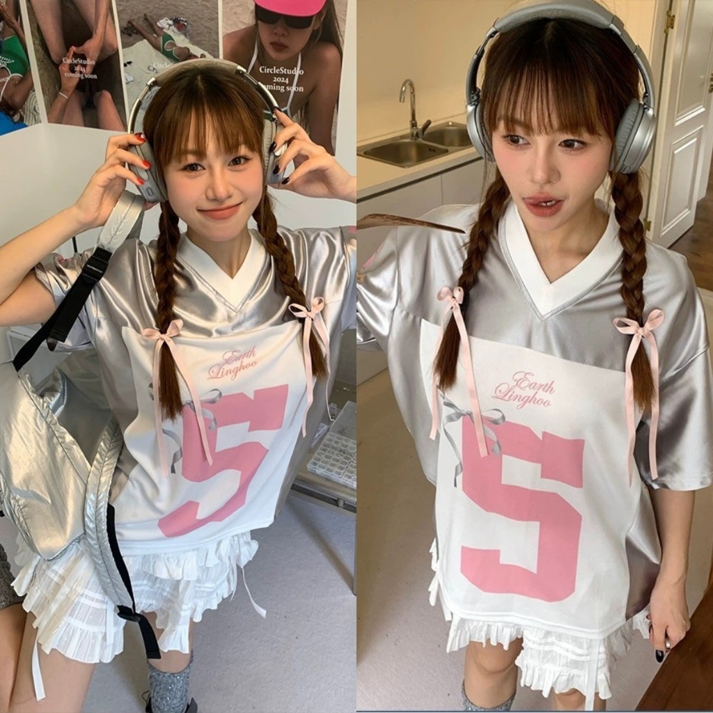 [CHEAP Cheap] เสื้อยืดฟุตบอลเบอร์ 5 Bows [FREESHIP] เสื้อยืดกีฬาทรงหลวม Unisex ผ้ามันเงาเนื้อนุ่มของเสื้อเจอร์ซีย์คุณภาพสูง No. 07