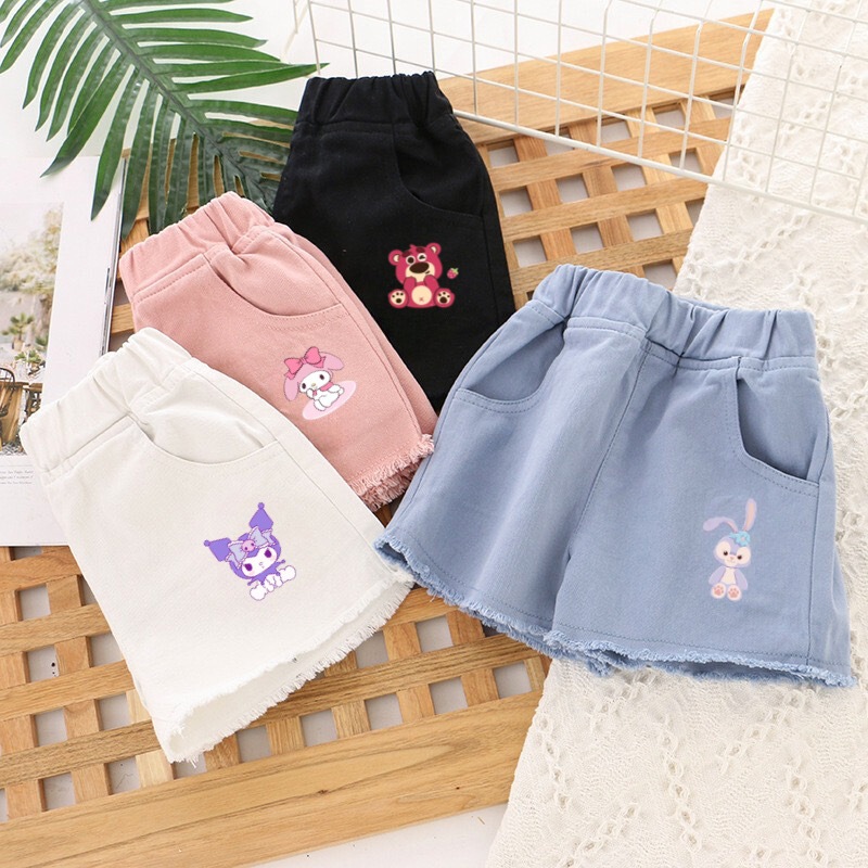 2-12ปีหญิงผ้ายีนส์นุ่มสั้นสําหรับเด็กทารกเพศหญิงพิมพ์เจ้าหญิงและการออกแบบการ์ตูนผ้ายีนส์ลําลองสั้นสําหรับแฟชั่นฤดูร้อน