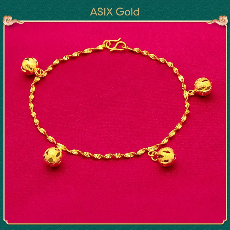 สร ้ อยข ้ อมือลูกปัดกลวงสําหรับสุภาพสตรี 24K Gold Plated เกาหลีทอง 916 Bangkok Gold 18K Saudi Gold Elegant Glamour แฟชั ่ นเครื ่ องประดับสําหรับผู ้ หญิง ASIXGOLD