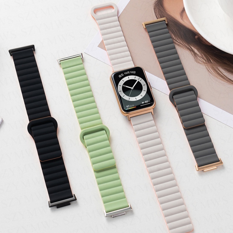 สายซิลิโคนสําหรับ Huawei Watch Fit 3 2 สายซิลิโคนแม่เหล็กเปลี่ยนสายรัดข้อมือสร้อยข้อมือสําหรับ Huawei Watch Fit 2 3