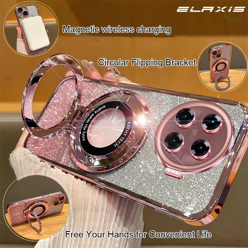 Elaxis สําหรับ Tecno Spark 20 Pro +/Spark 20 Pro Plus เคสโทรศัพท์ไร้สายชาร์จแหวนฝาครอบ Gradual Glitter Soft TPU ปลอก ES001