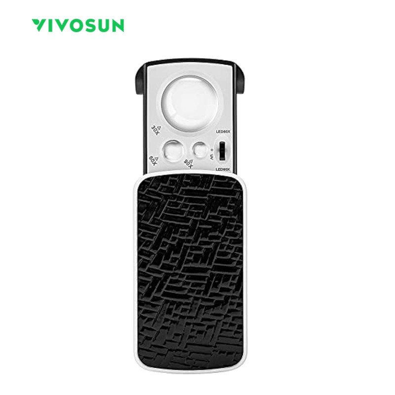 VIVOSUN เครื่องประดับ Loupe แว่นขยาย 30X 60X 90X LED Lighted Eye Loupe พร้อมไฟ UV สําหรับเครื่องประดับ, เหรียญ