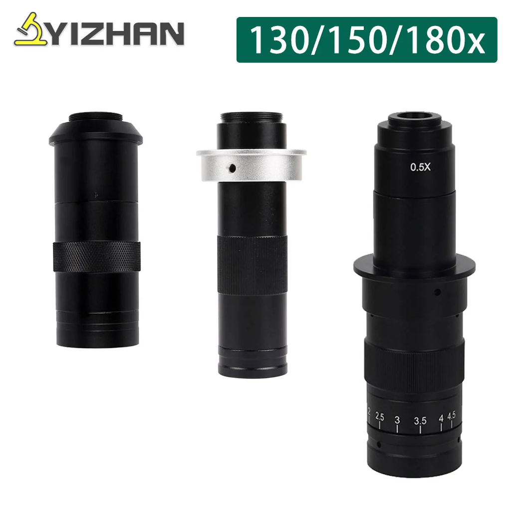 YIZHAN อุตสาหกรรมกล้องจุลทรรศน์วิดีโอกล้องวัตถุประสงค์เลนส์ 180 หลายปรับโฟกัส 180X 130X C-MOUNT สำหรับ HDMI VGA กล้อง
