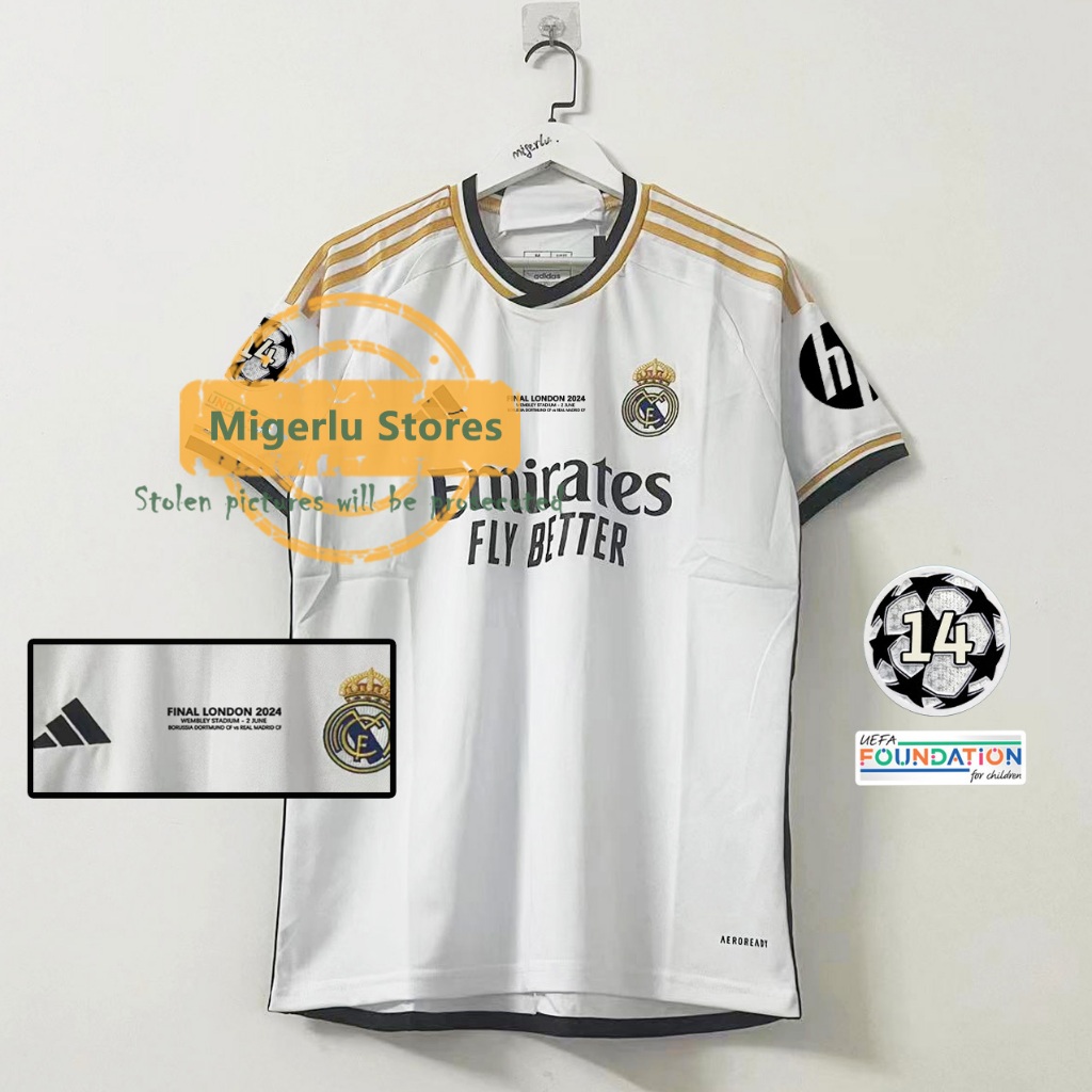 แฟนฉบับ 23/24 Real Madrid home UCL Final edition jersey S-4XL