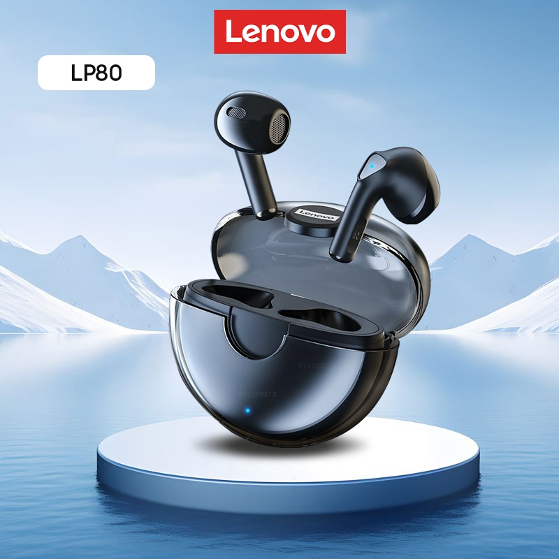Lenovo LP80 หูฟังไร ้ สายบลูทูธกีฬากันน ้ ํา ความล่าช้าต่ำ เกมเพลง แตะบลูทูธ 5.0 แบบพกพาพร ้ อมไมโครโฟน