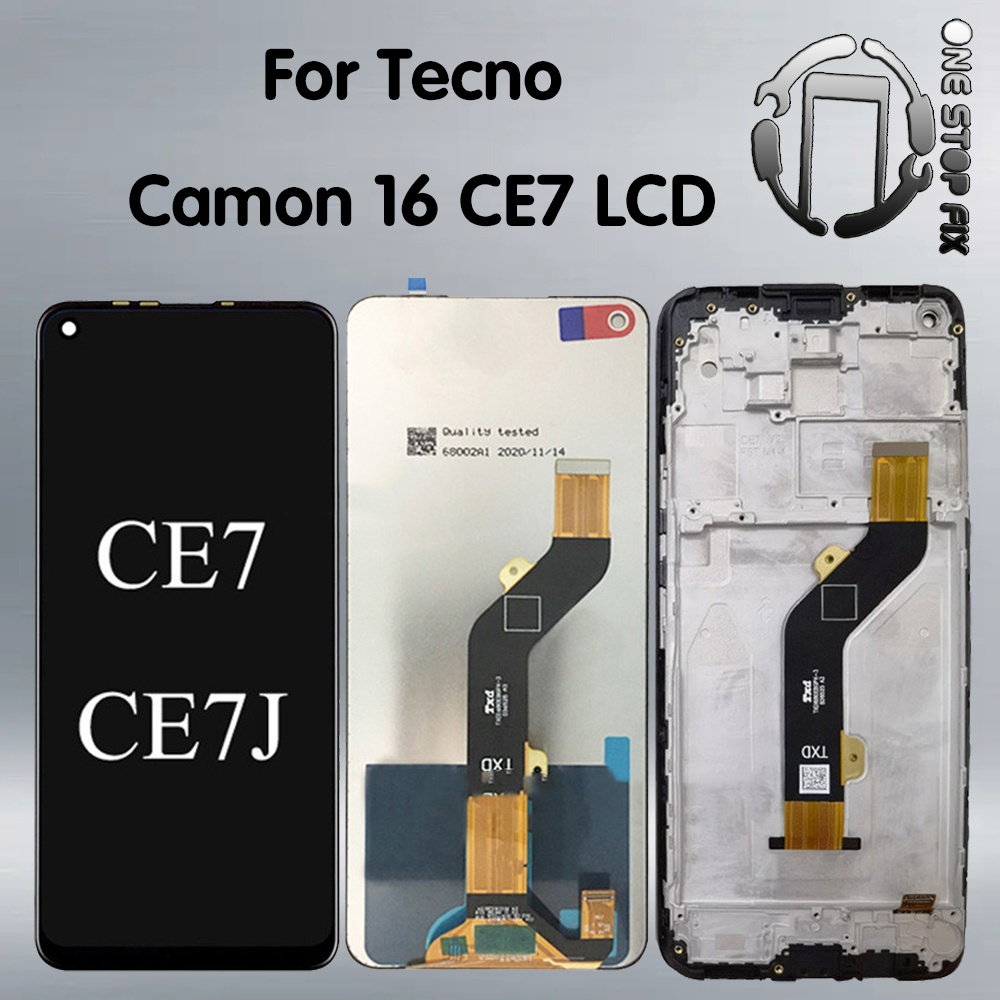 สีดํา 6.8 นิ้วสําหรับ Tecno Camon 16 CE7 CE7j CE9h จอแสดงผล LCD Touch Screen Digitizer Assembly เปลี