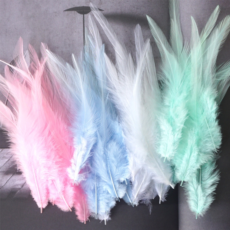 50 ชิ้นที่มีสีสันไก่ Feather ธรรมชาติ Macaron ตุรกี Feather DIY Craft ของขวัญอุปกรณ์เสริม