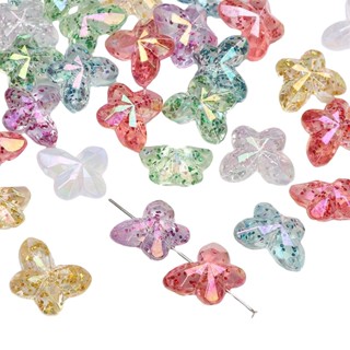 [18x14 มม.] ชุบลูกปัดอะคริลิคที่มีสีสันผีเสื้อลูกปัดโปร่งใสด…
