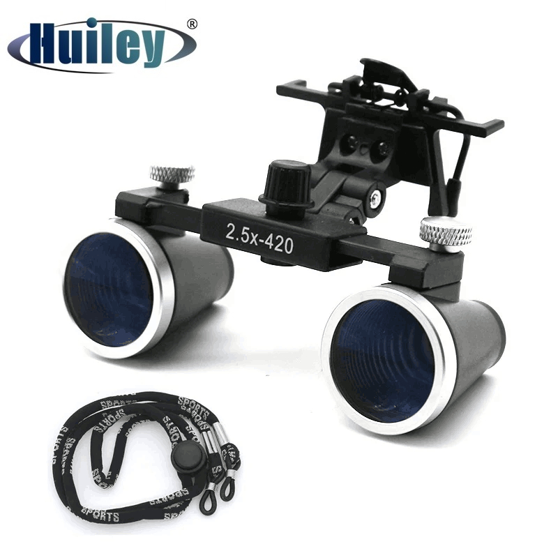 2.5x หรือ 3.5X กล้องส่องทางไกลทันตกรรม Loupes พร้อมแถบคาดศีรษะเคลือบเลนส์พร้อมคลิปแว่นขยาย Galilean ทันตกรรมแว่นขยาย