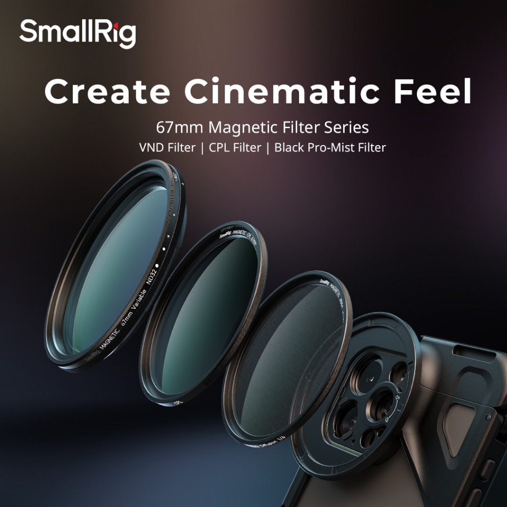 Smallrig 67 มม. Magsafe Adapters และตัวกรอง, VND, CPL ,1/4 Effect Black Mist, Star-Cross Lens Mount สําหรับโทรศัพท์และกล้อง #4581 #4582 #4583 #4585 #4587