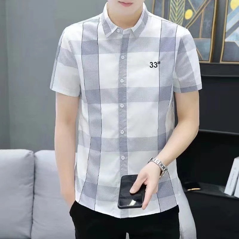 เสื้อเชิ้ตแขนสั้นผู้ชายลายสก๊อตลายดอกไม้ thumbnail 10