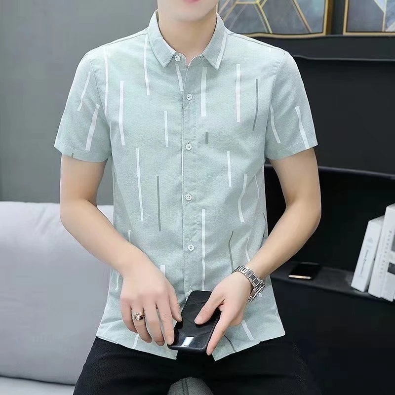เสื้อเชิ้ตแขนสั้นผู้ชายลายสก๊อตลายดอกไม้ thumbnail 4