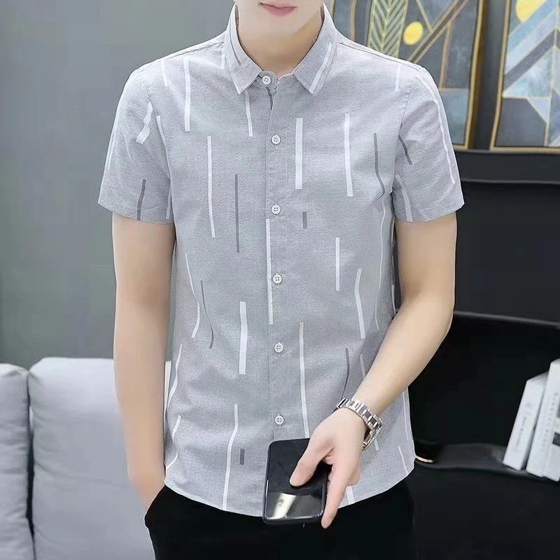 เสื้อเชิ้ตแขนสั้นผู้ชายลายสก๊อตลายดอกไม้ thumbnail 5