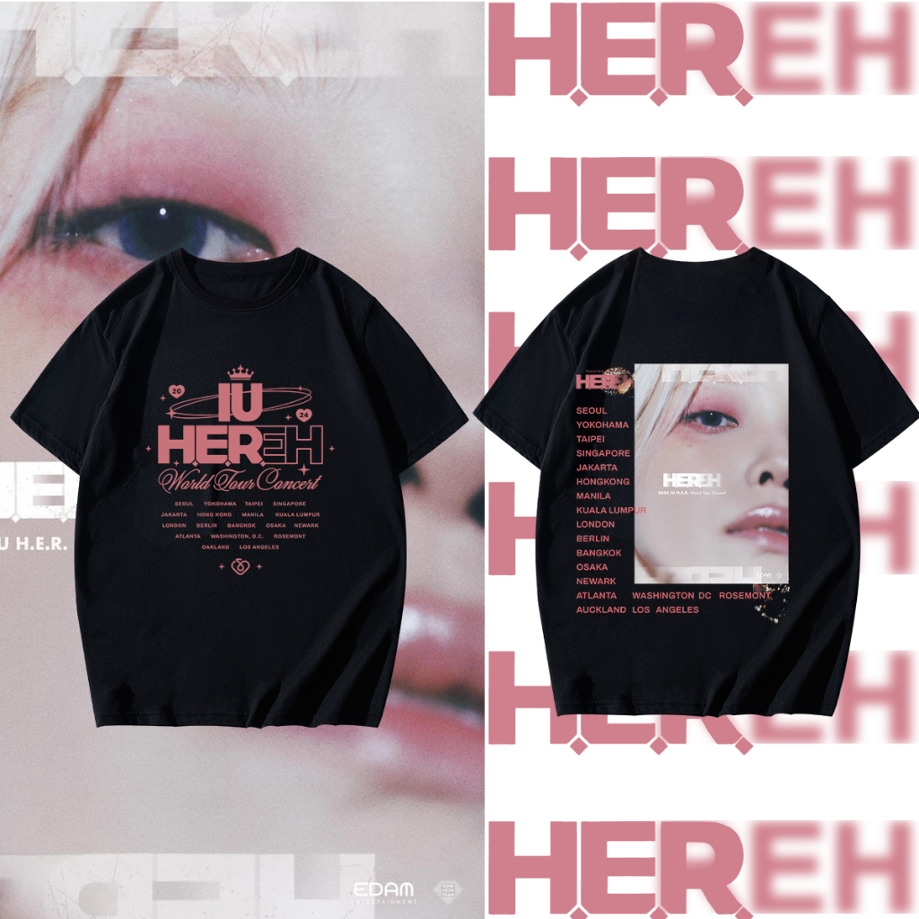 เสื้อ IU TheWinning Shopper HER_World_Tour ราคาถูก ฝ้าย 100%ใส่ได้ ทั้ง ชาย ใส่สบาย ไม่หดGO2