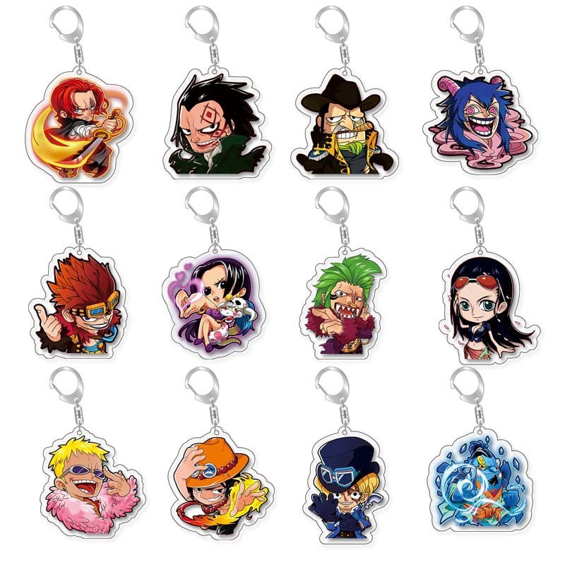 อะนิเมะ One Piece Luffy Zoro Sanji Robin Newgate จี ้ อะคริลิคพวงกุญแจพวงกุญแจของขวัญ Charm คอสเพลย ์