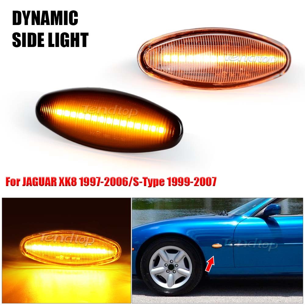 2 ชิ ้ นแบบไดนามิกกระจกมองหลังไฟแสดงสถานะไฟเลี ้ ยวสําหรับ Jaguar S-Type 1999-2007 XK 8/XKR 1996-200