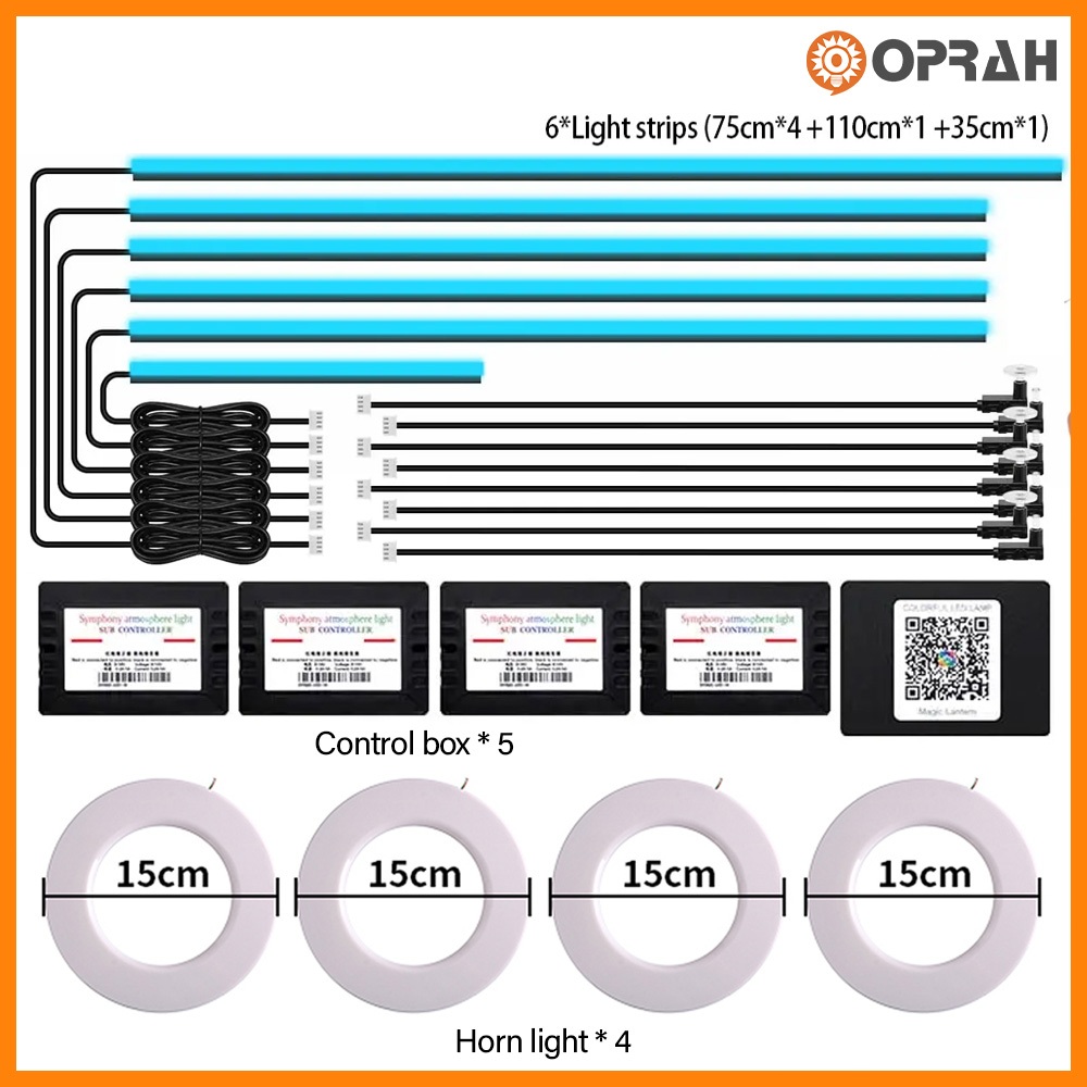 Oprah รถ Ambient Light RGB ในร่มอะคริลิค Optical Fiber ท่องเที่ยว Strip DIY ไฟตกแต่งรถยนต์ LED แถบไฟรถยนต์